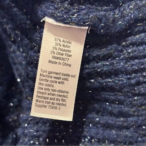 a.n.a Women’s Navy Blue Cowl Neck Turtleneck Knit Speckled Sweater Small - Picture 13 of 15